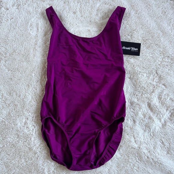 Meraki Wear Leotard Solid Fuchsia Crisscross Back Dance Class Women's Size L NWT - Picture 1 of 4